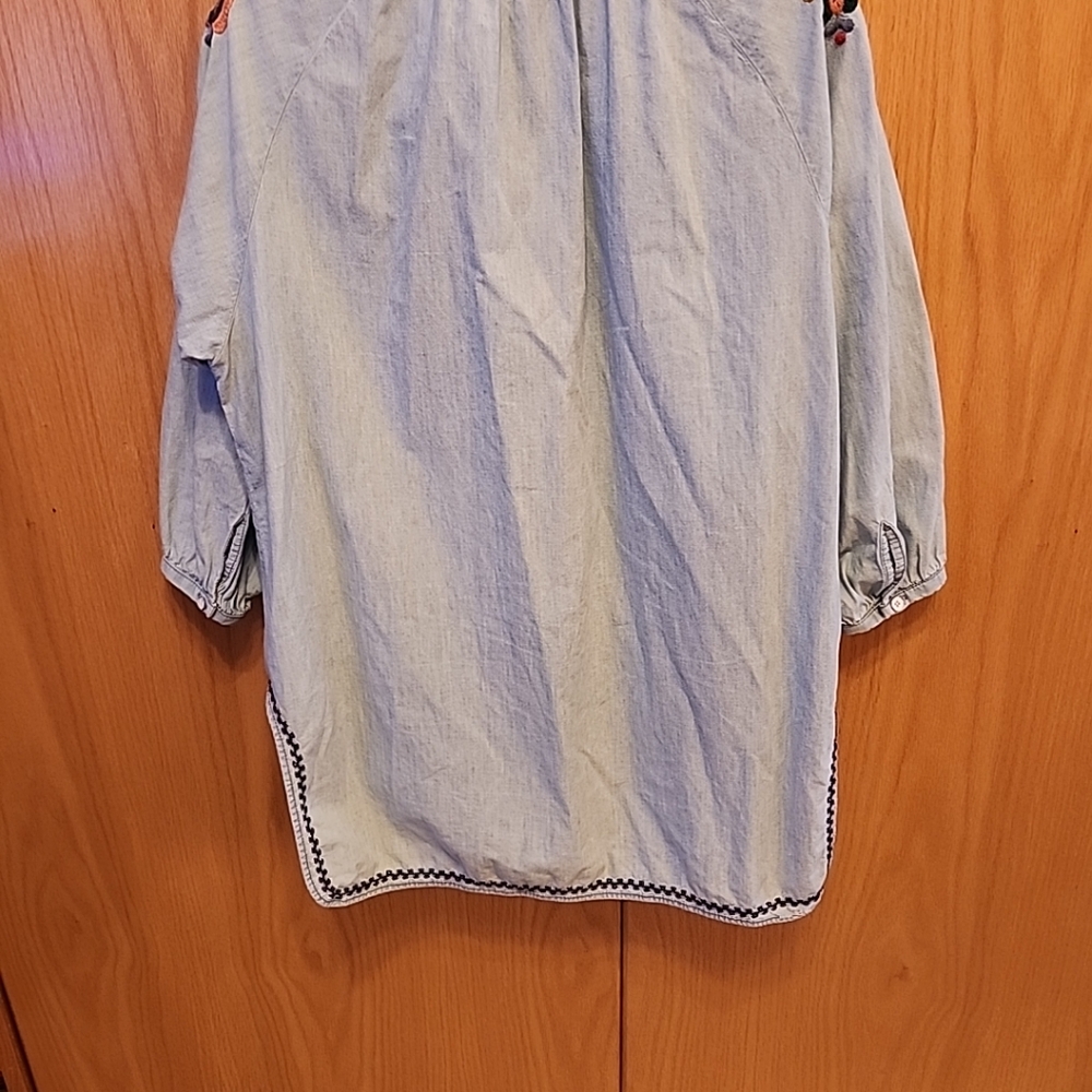 Vintage LUCKY BRAND embrodered Chambray Shacket Top Sz S Womens - Picture 9 of 10